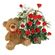 Мишка с Розами. Обаятельный мишка и корзина изысканных роз с зеленью - прекрасный подарок для родных и близких.
