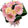 Пастель. Круглый европейский букет из роз и гербер в нежных пастельно-розовых тонах.